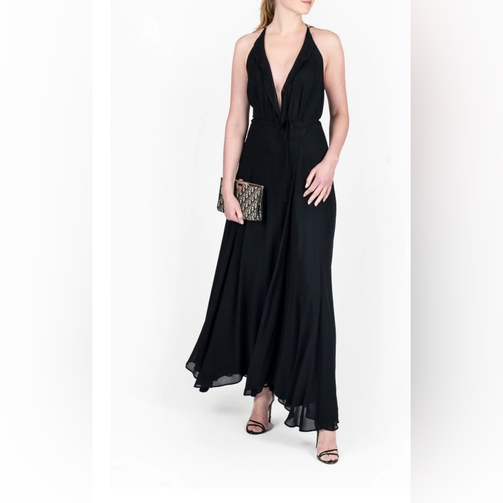Reformation Ruffle Wrap Dress Black
